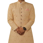 Lucknowi Embroidered Peach Color Achkan with Churidar | Elegant Ethnic Wear | Jaipurio